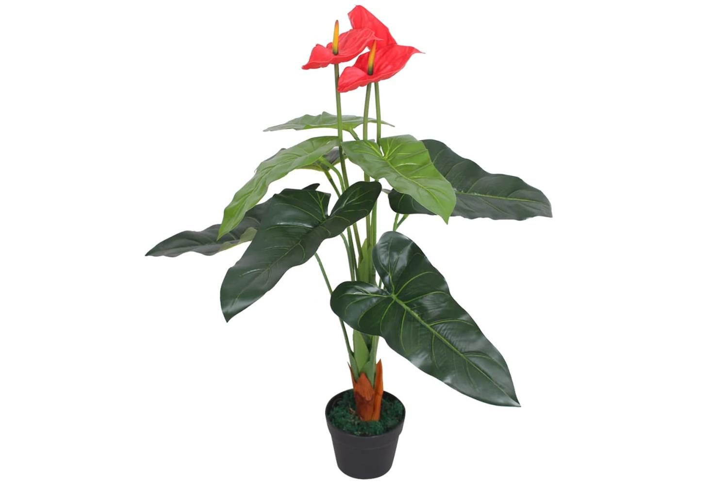 Artificial Anthurium Plant With Pot 90 Cm Red And Yellow
