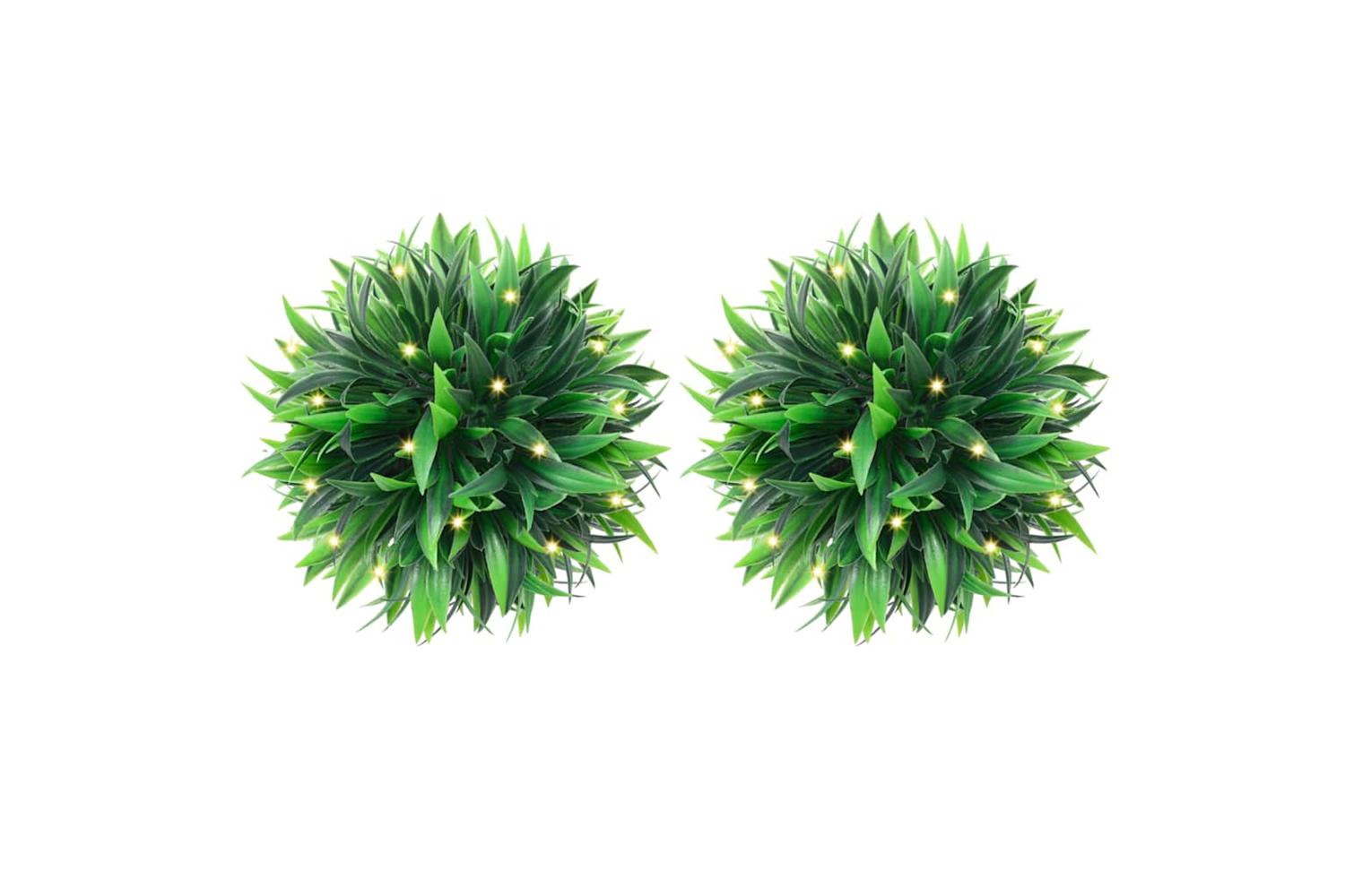 Artificial Boxwood Balls With Led Lights 2 Pcs Green 20 Cm