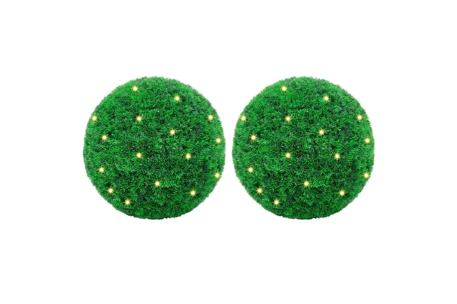 Artificial Boxwood Balls With Led Lights 2 Pcs Green 27 Cm
