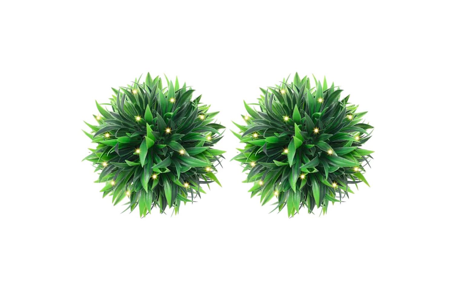 Artificial Boxwood Balls With Led Lights 2 Pcs Green 30 Cm