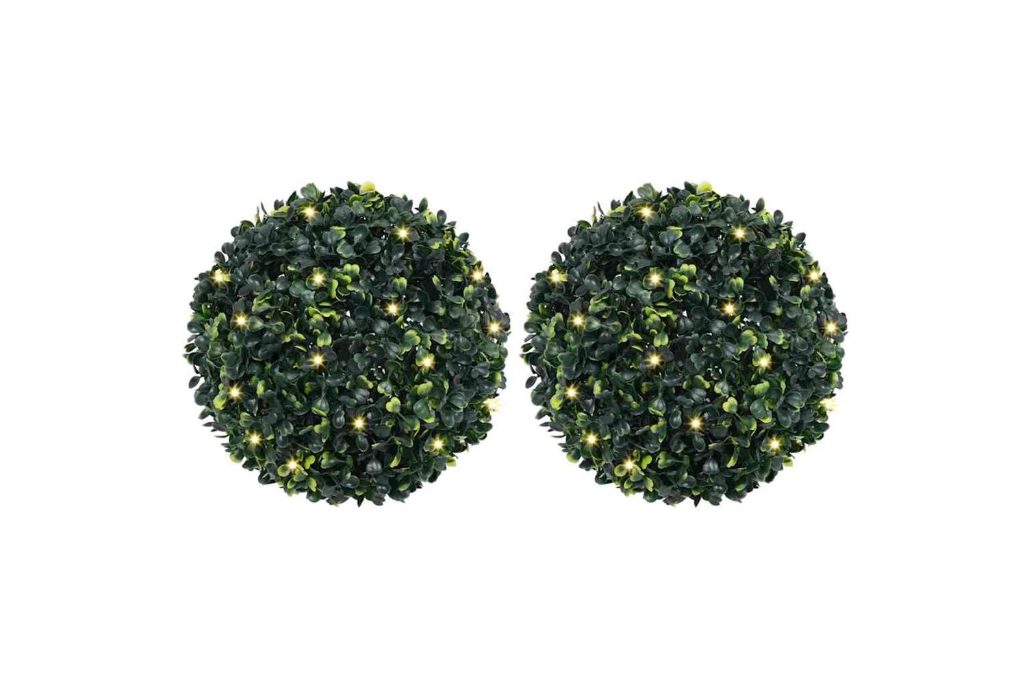Artificial Boxwood Balls With Led Lights 2 Pcs Green 45 Cm