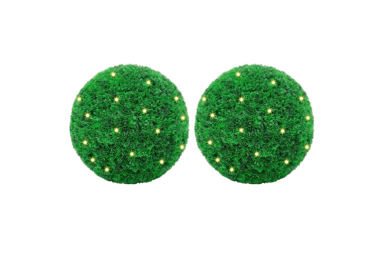 Artificial Boxwood Balls With Led Lights 2 Pcs Green 52 Cm