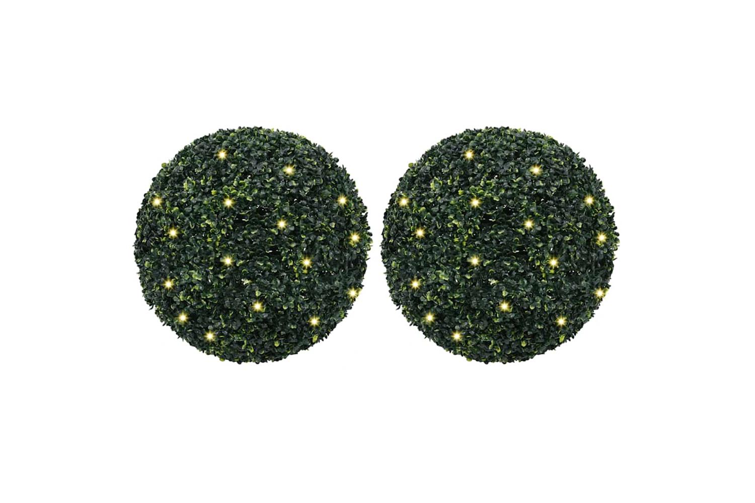 Artificial Boxwood Balls With Led Lights 2 Pcs Green 52 Cm