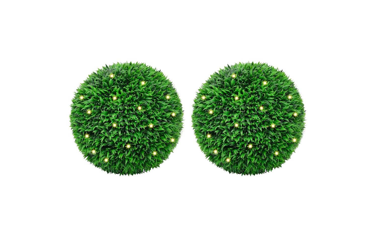Artificial Boxwood Balls With Led Lights 2 Pcs Green 55 Cm