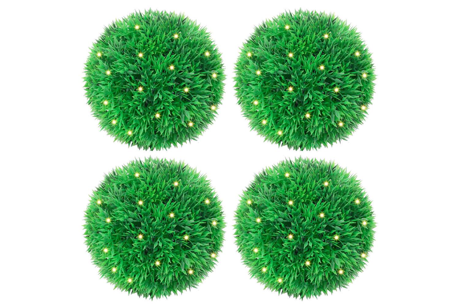 Artificial Boxwood Balls With Led Lights 4 Pcs Green 12 Cm
