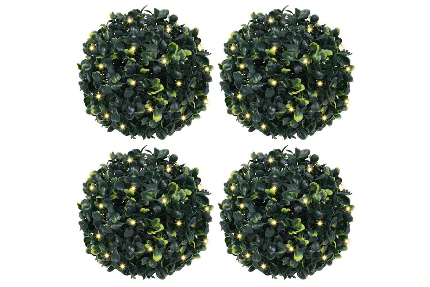 Artificial Boxwood Balls With Led Lights 4 Pcs Green 12 Cm