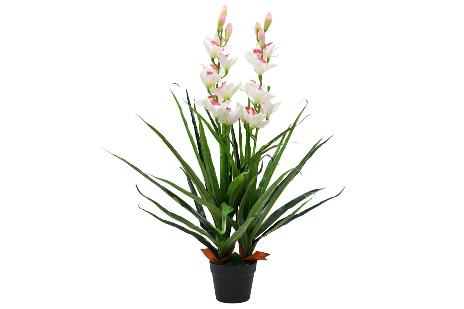 Artificial Cymbidium Orchid Plant With Pot 100 Cm Green
