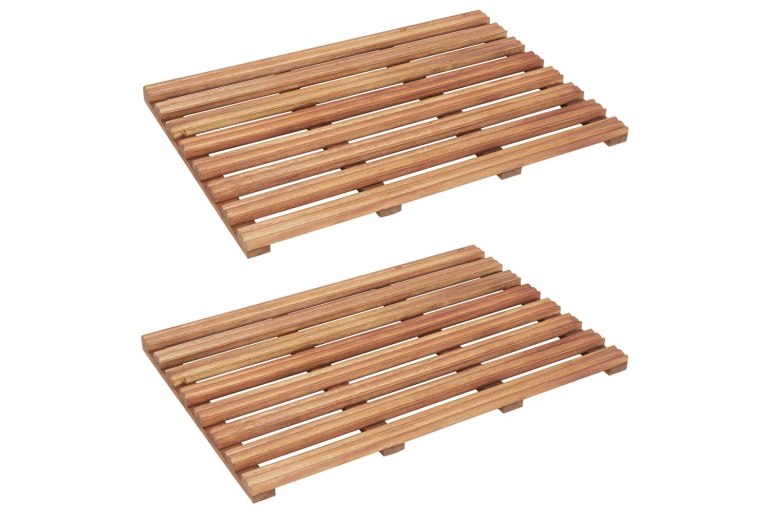 Bath Mats 2 Pcs Solid Acacia Wood 56x37 Cm