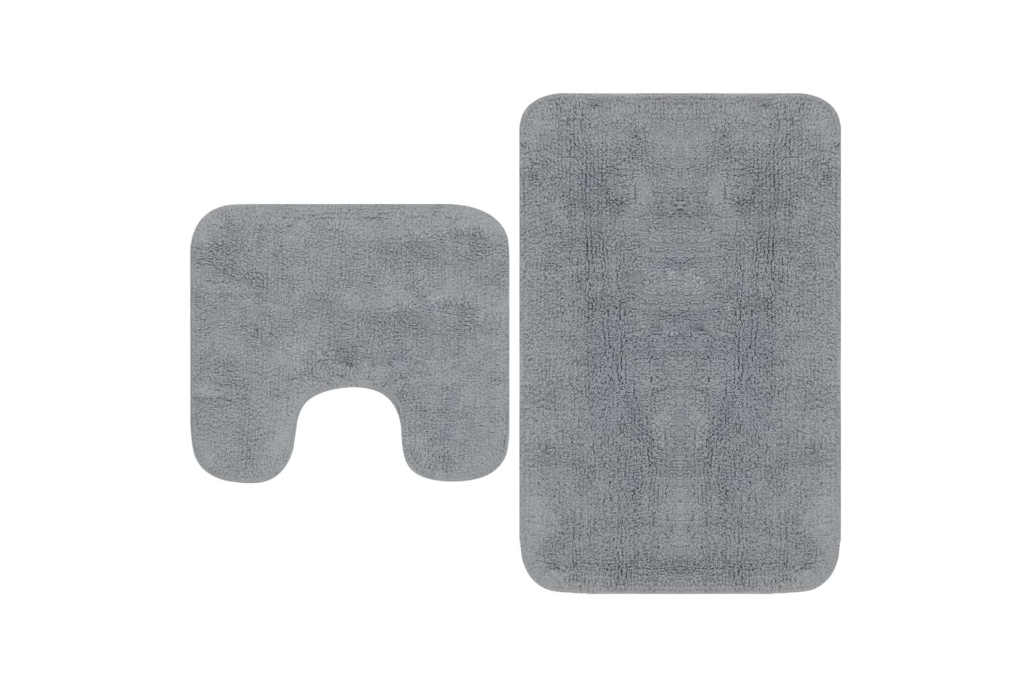 Bathroom Mat Set 2 Pieces Fabric Grey