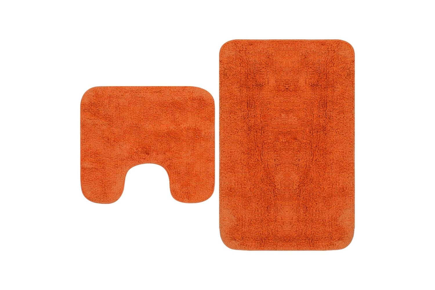 Bathroom Mat Set 2 Pieces Fabric Orange