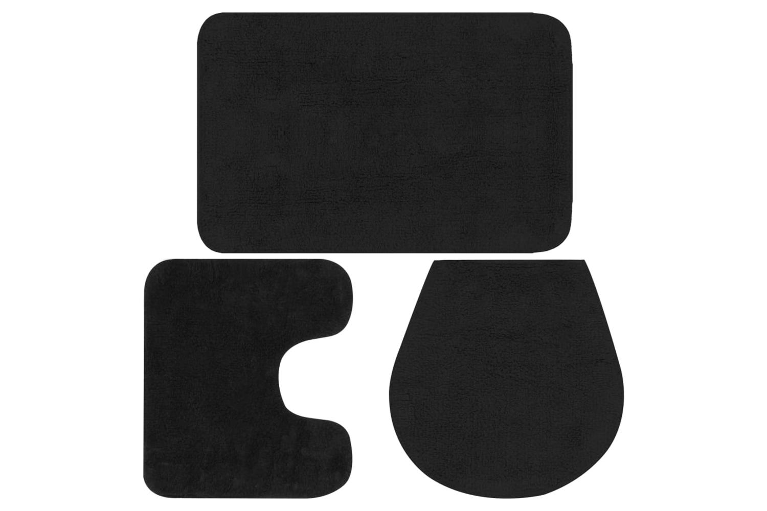 Bathroom Mat Set 3 Pieces Fabric Anthracite