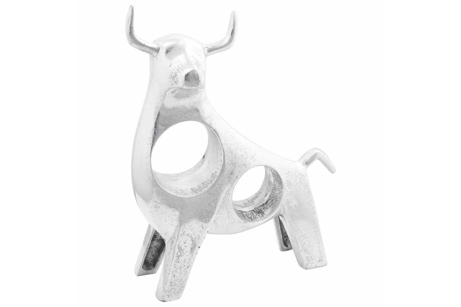 Bull Sculpture Silver 22 X 95 X 34 Cm Aluminium