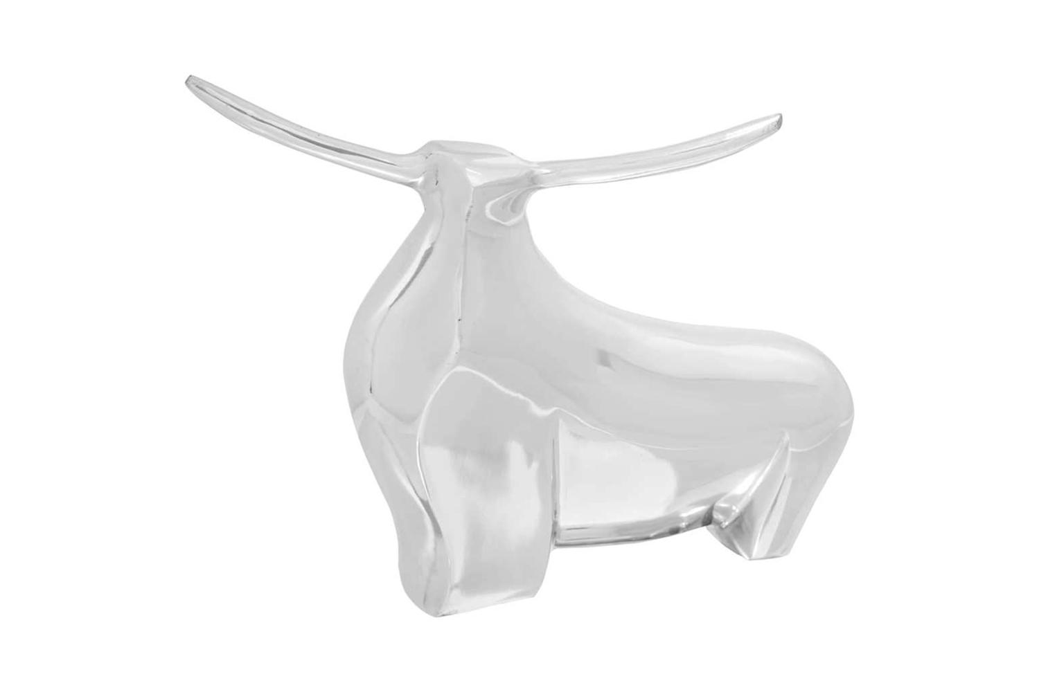 Bull Sculpture Silver 37 X 44 X 17 Cm Aluminium