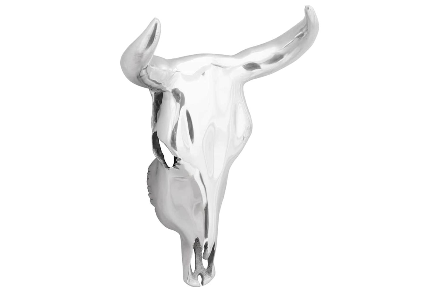 Bull Skull Silver 34 X 13 X 53 Cm Aluminium