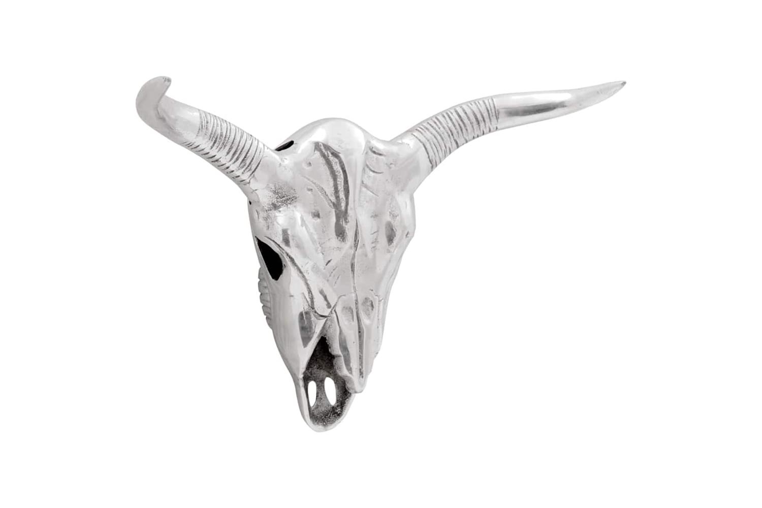 Bull Skull Silver 49 X 10 X 36 Cm Aluminium