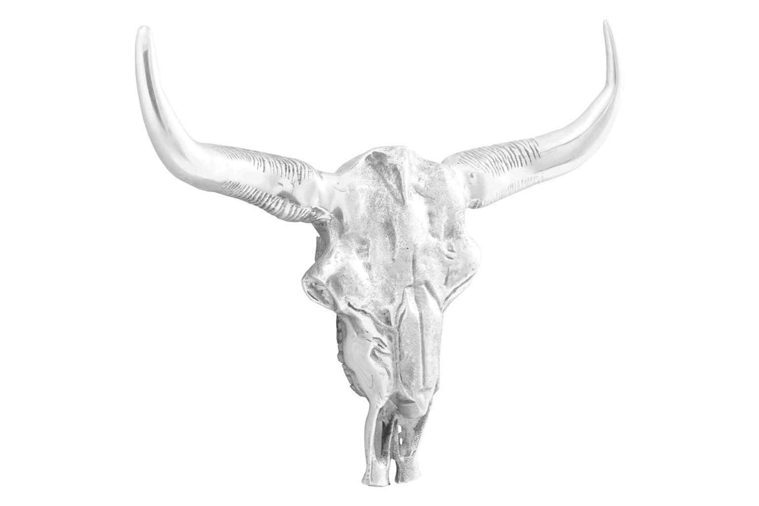 Bull Skull Silver 53 X 11 X 40 Cm Aluminium