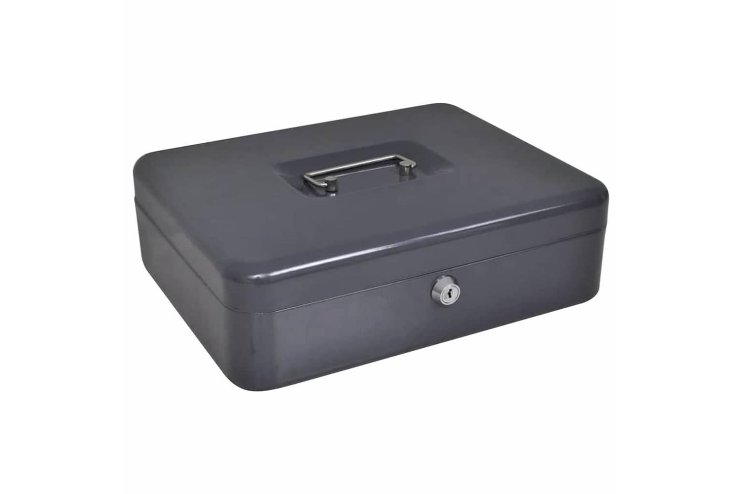 Cash Box With Lock Black 30 X 24 X 9 Cm Steel