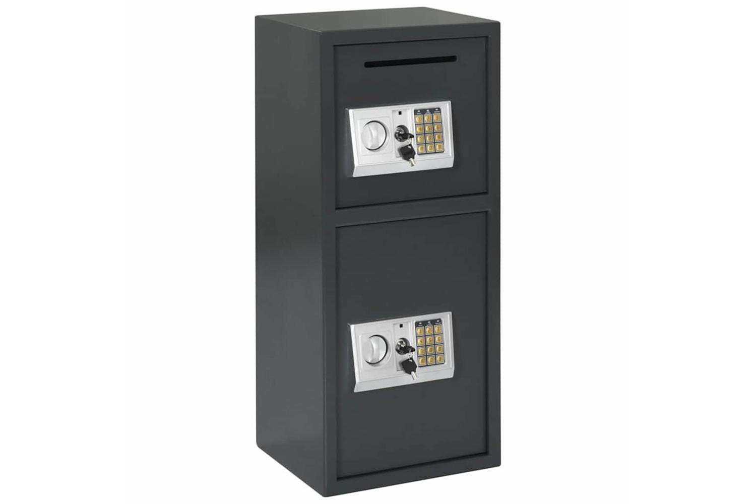 Digital Safe With Lock Dark Grey 35 X 31 X 80 Cm Steel