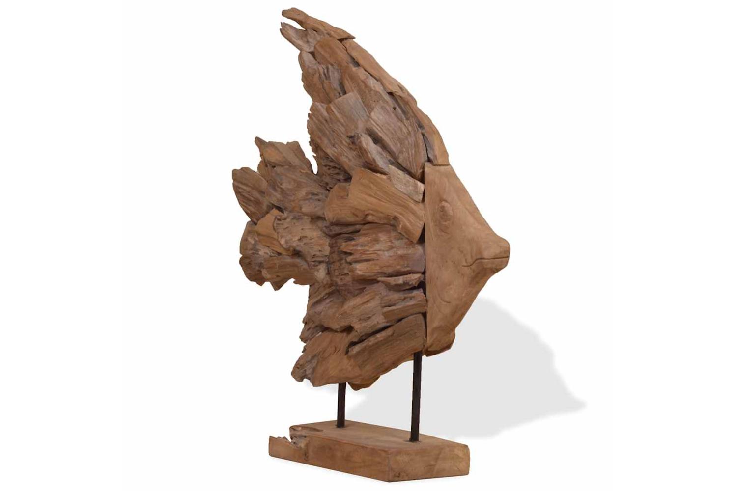 Fish Sculpture Teak 40x12x57 Cm