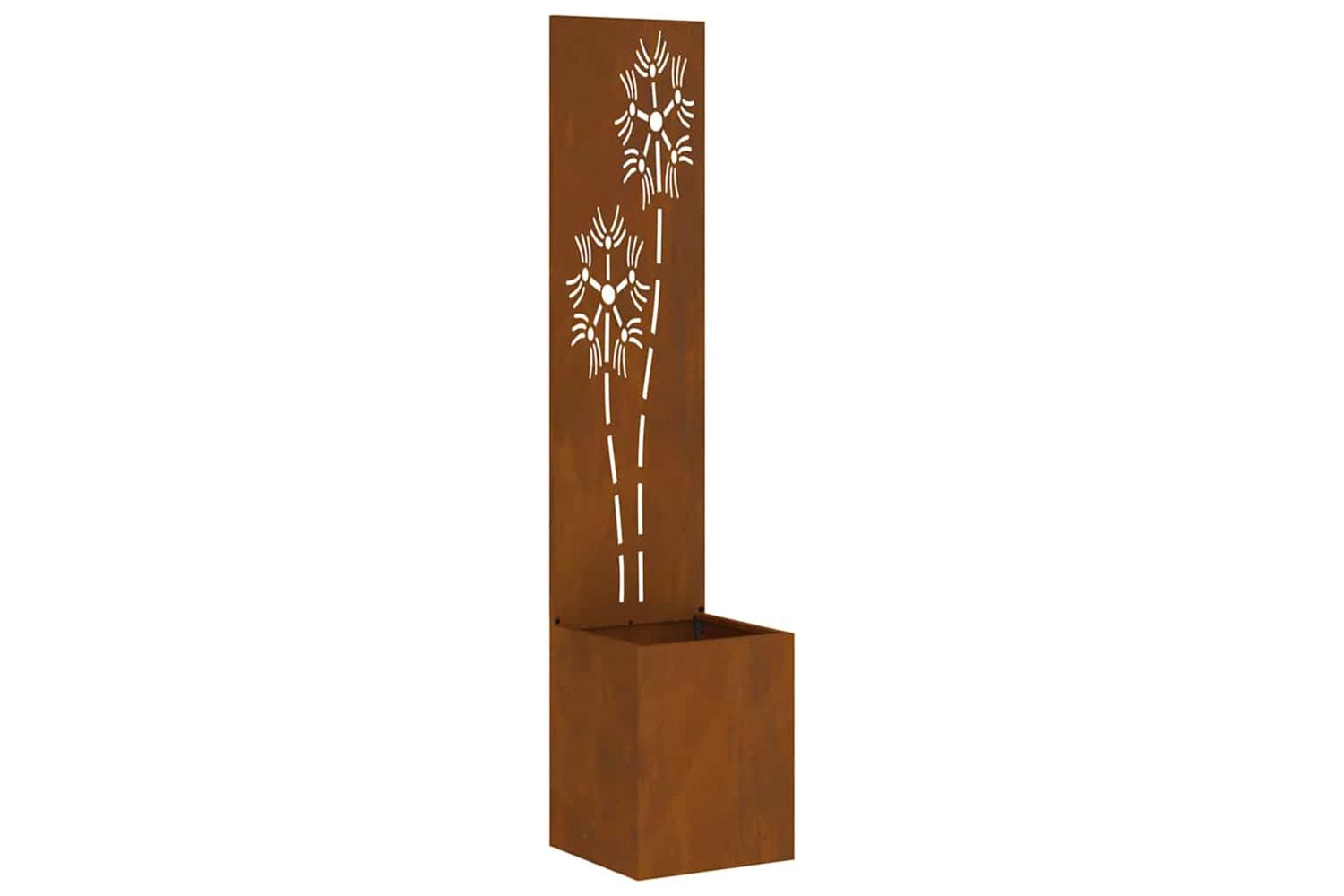 Garden Privacy Screen Floral Rusty 32 X 140 Cm Weathering Steel