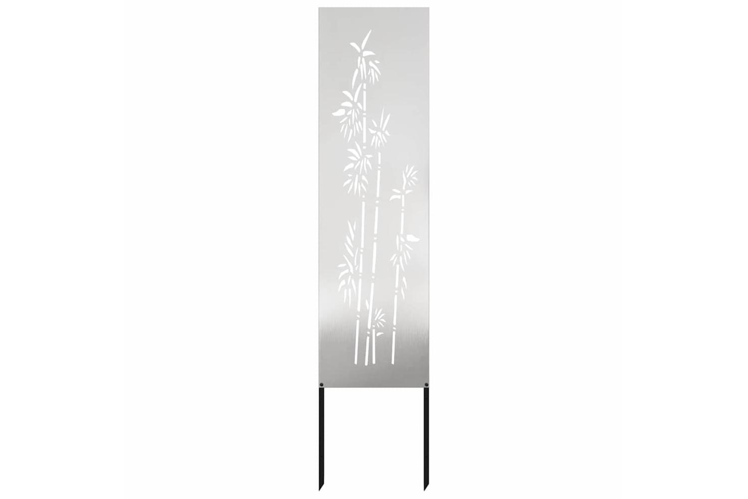 Garden Privacy Screen Floral Silver 32 X140cm Stainless Steel