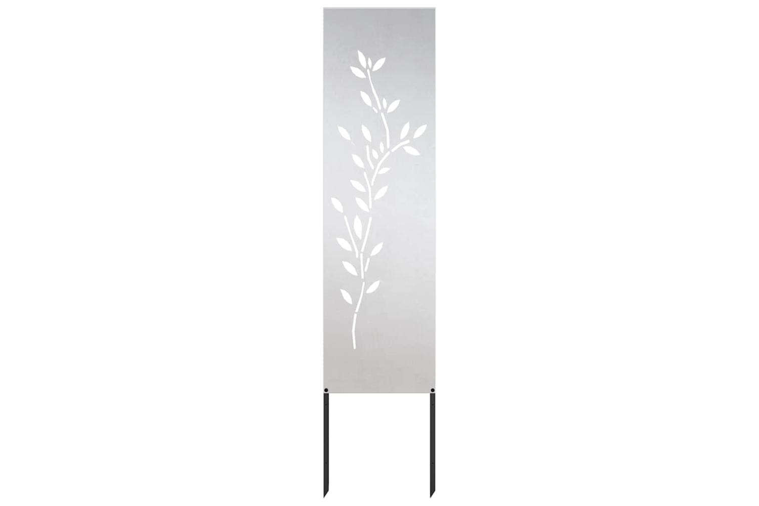 Garden Privacy Screen Floral Silver 32 X140cm Stainless Steel