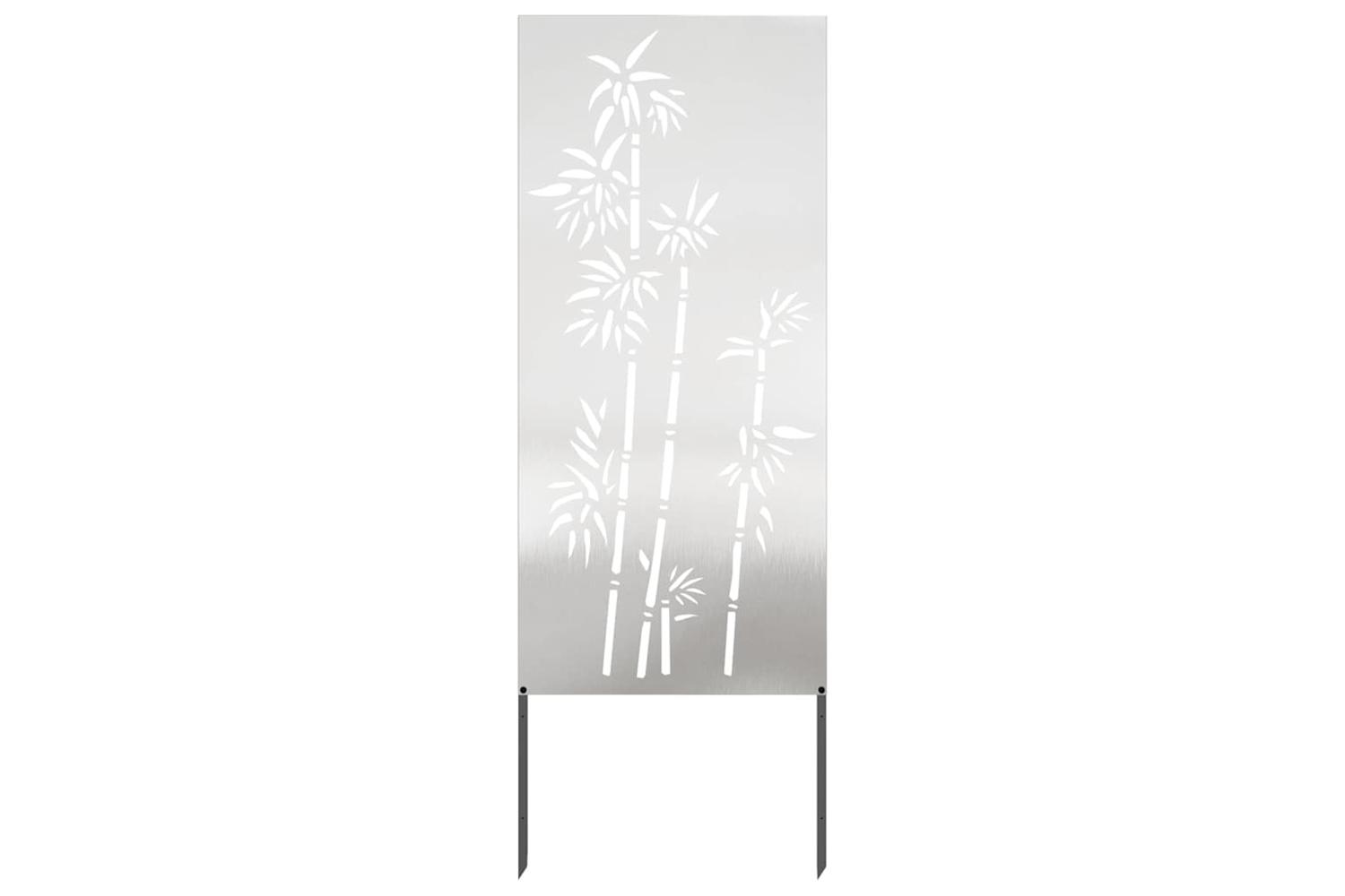 Garden Privacy Screen Floral Silver 50 X140cm Stainless Steel