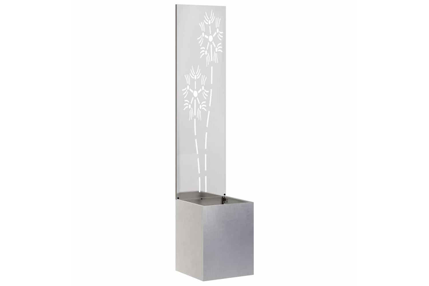 Garden Privacy Screen Floral Sliver 32 X 140 Cm Stainless Steel