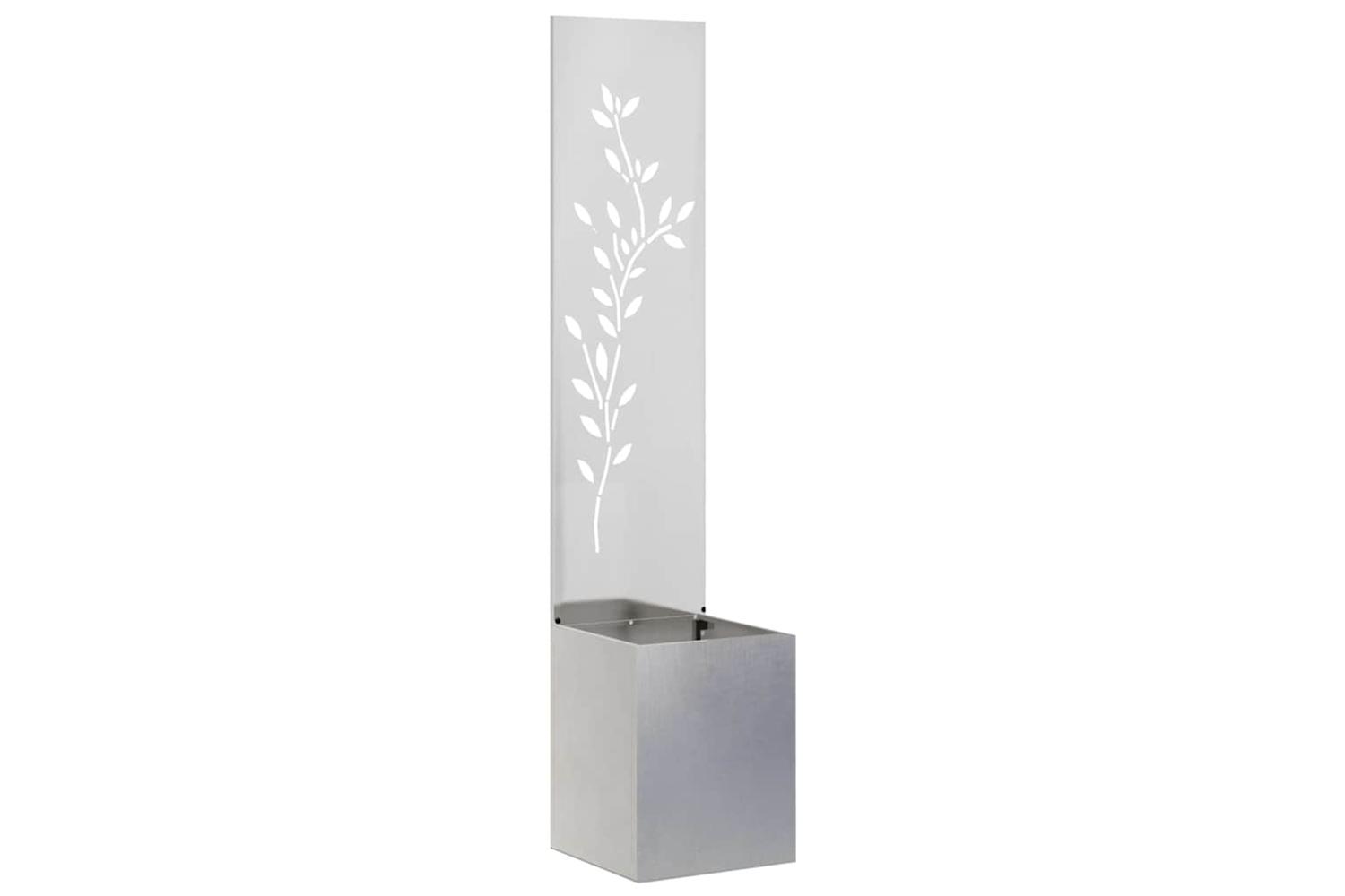 Garden Privacy Screen Floral Sliver 32 X 140 Cm Stainless Steel