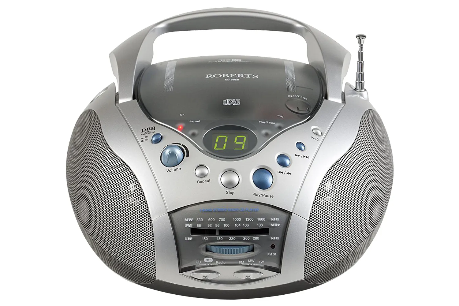 roberts cd9959 swallow cd analogue radio silver