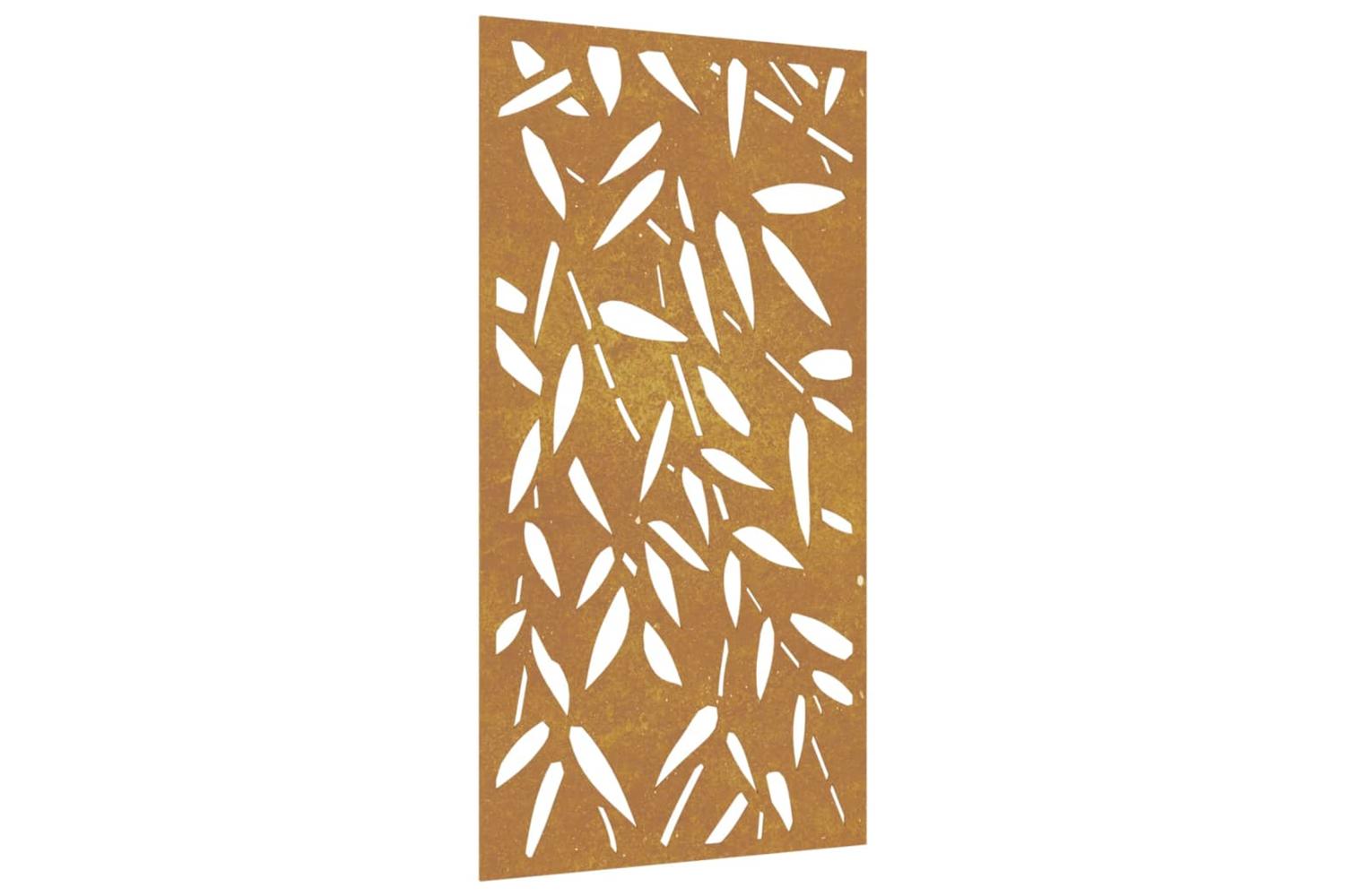 Garden Wall Decoration 105x55 Cm Corten Steel Bamboo Leaf Design