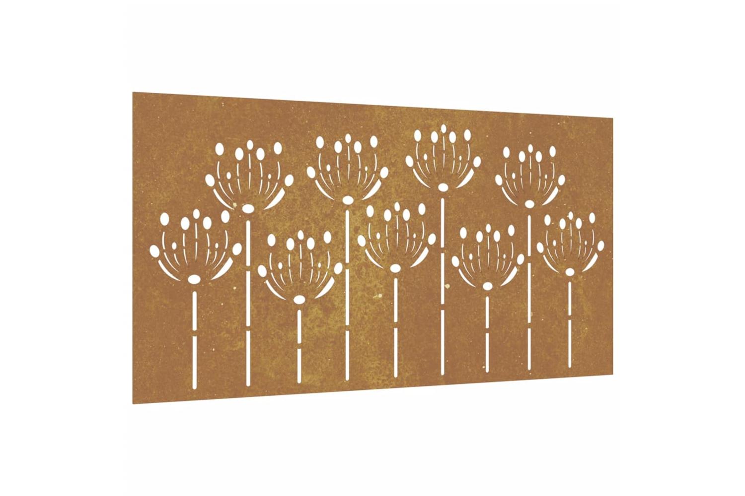 Garden Wall Decoration 105x55 Cm Corten Steel Flower Design