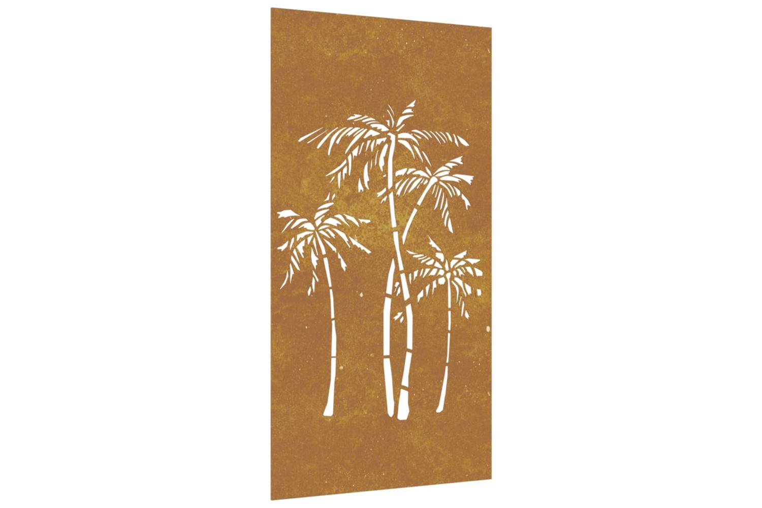 Garden Wall Decoration 105x55 Cm Corten Steel Palm Tree Design