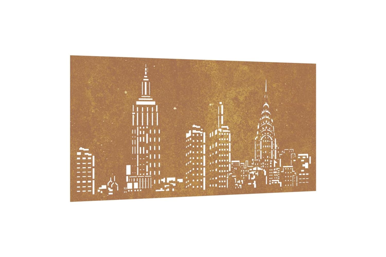 Garden Wall Decoration 105x55 Cm Corten Steel Skyline Design