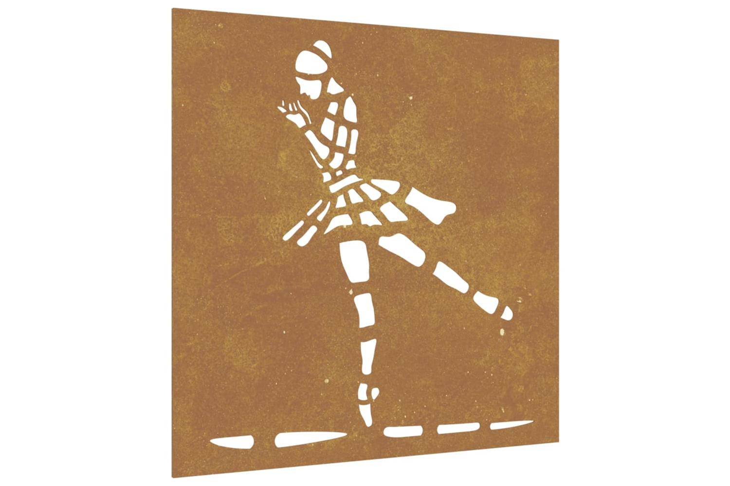 Garden Wall Decoration 55x55 Cm Corten Steel Ballet Dancer Design