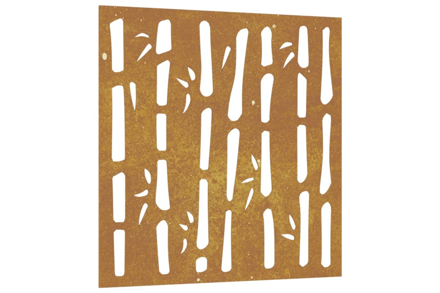 Garden Wall Decoration 55x55 Cm Corten Steel Bamboo Design