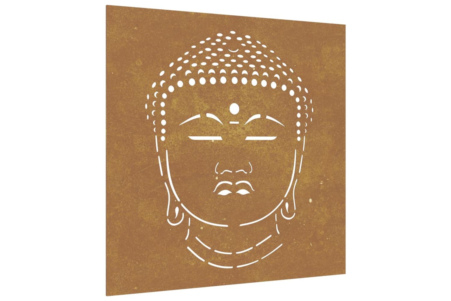 Garden Wall Decoration 55x55 Cm Corten Steel Buddha Head Design