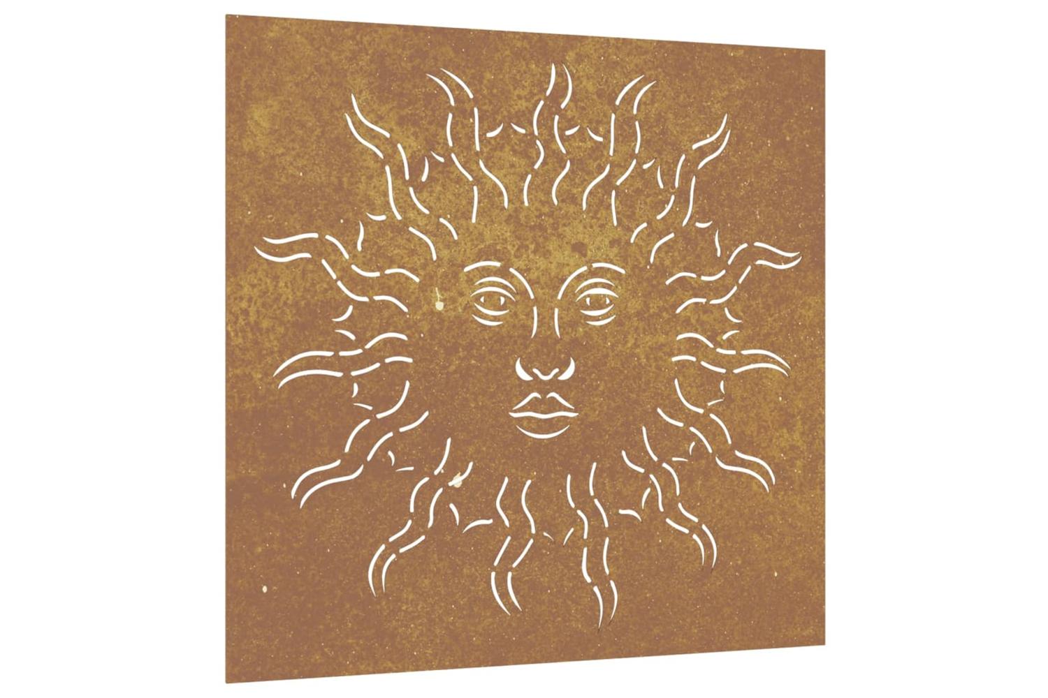 Garden Wall Decoration 55x55 Cm Corten Steel Sun Design
