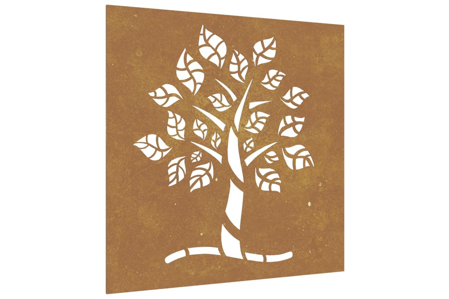 Garden Wall Decoration 55x55 Cm Corten Steel Tree Design