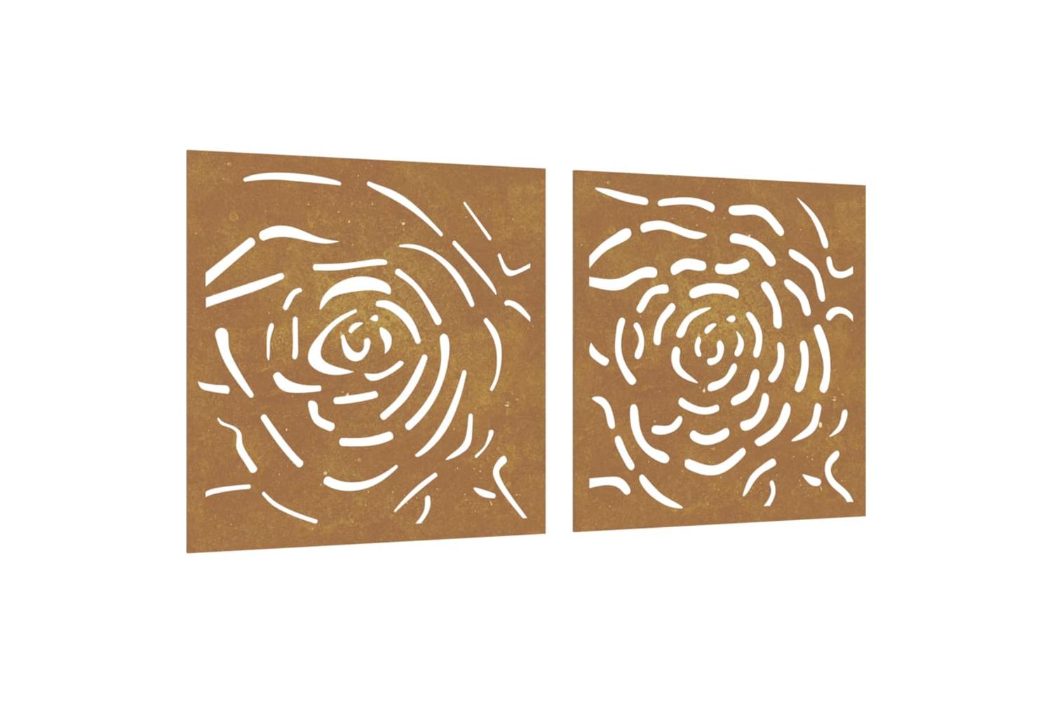 Garden Wall Decorations 2 Pcs 55x55 Cm Corten Steel Rose Design