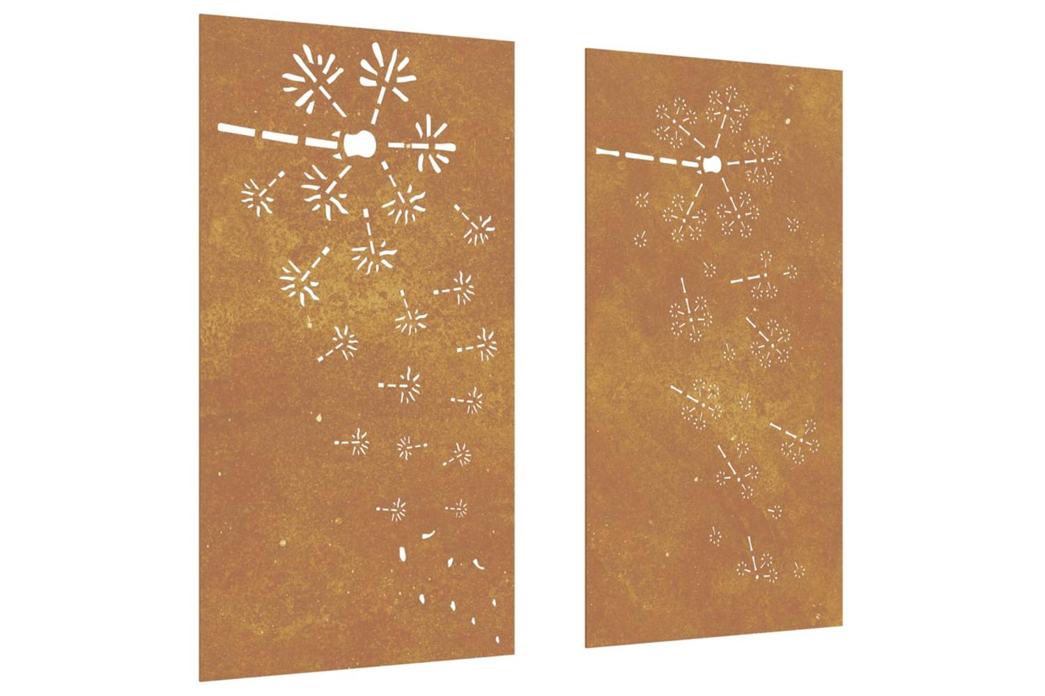 Garden Wall Decorations 2pcs 105x55cm Corten Steel Flower Design