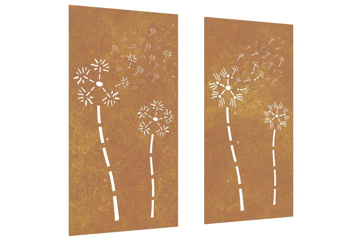 Garden Wall Decorations 2pcs 105x55cm Corten Steel Flower Design