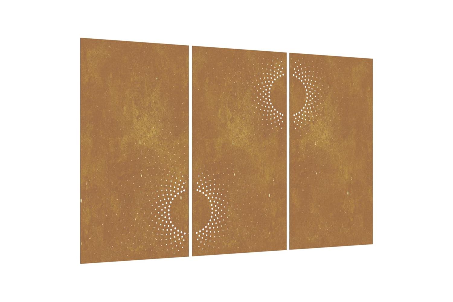 Garden Wall Decorations 3 Pcs 105x55 Cm Corten Steel Sun Design
