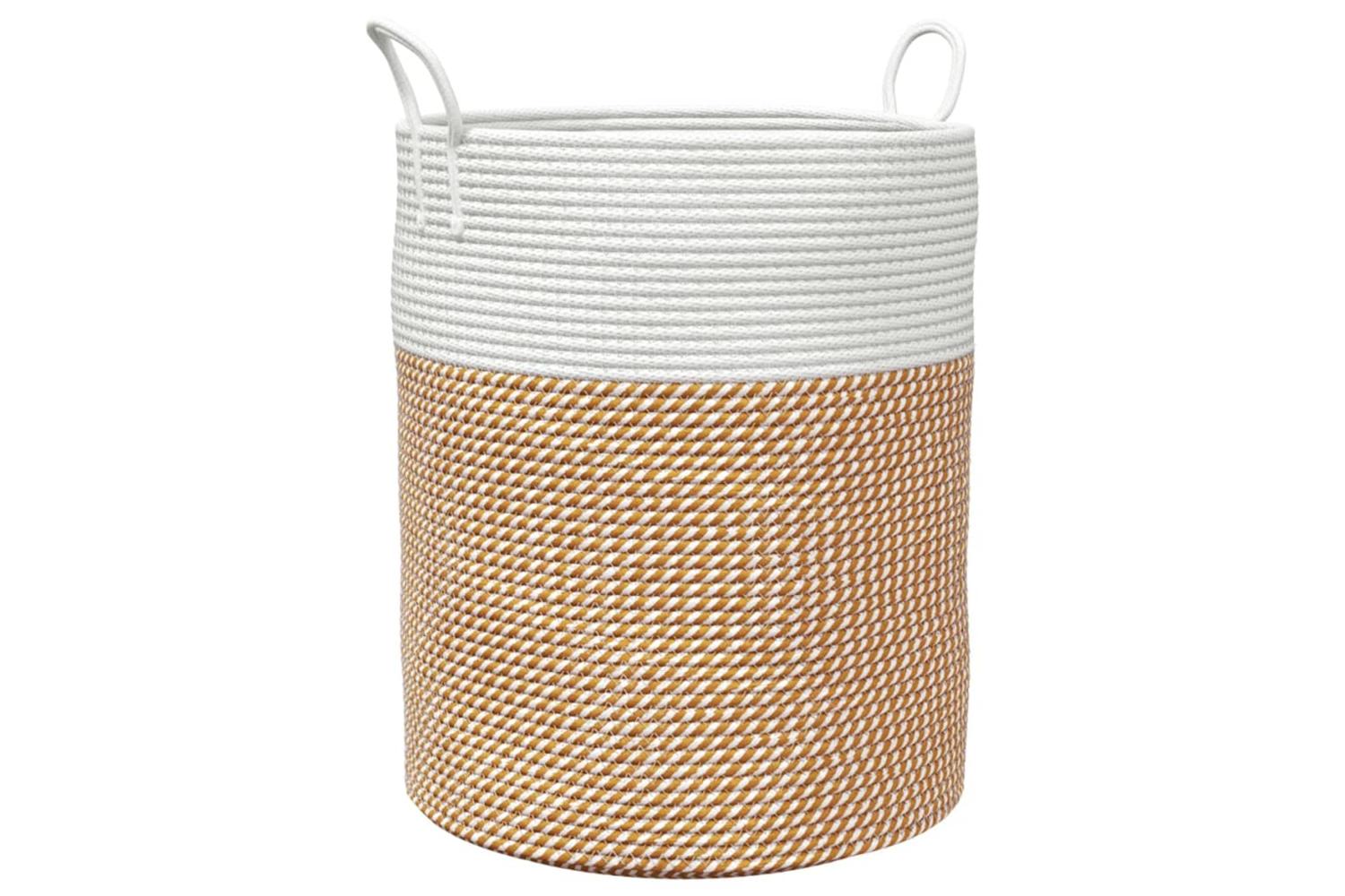 Storage Basket Brown And White 38x46 Cm Cotton
