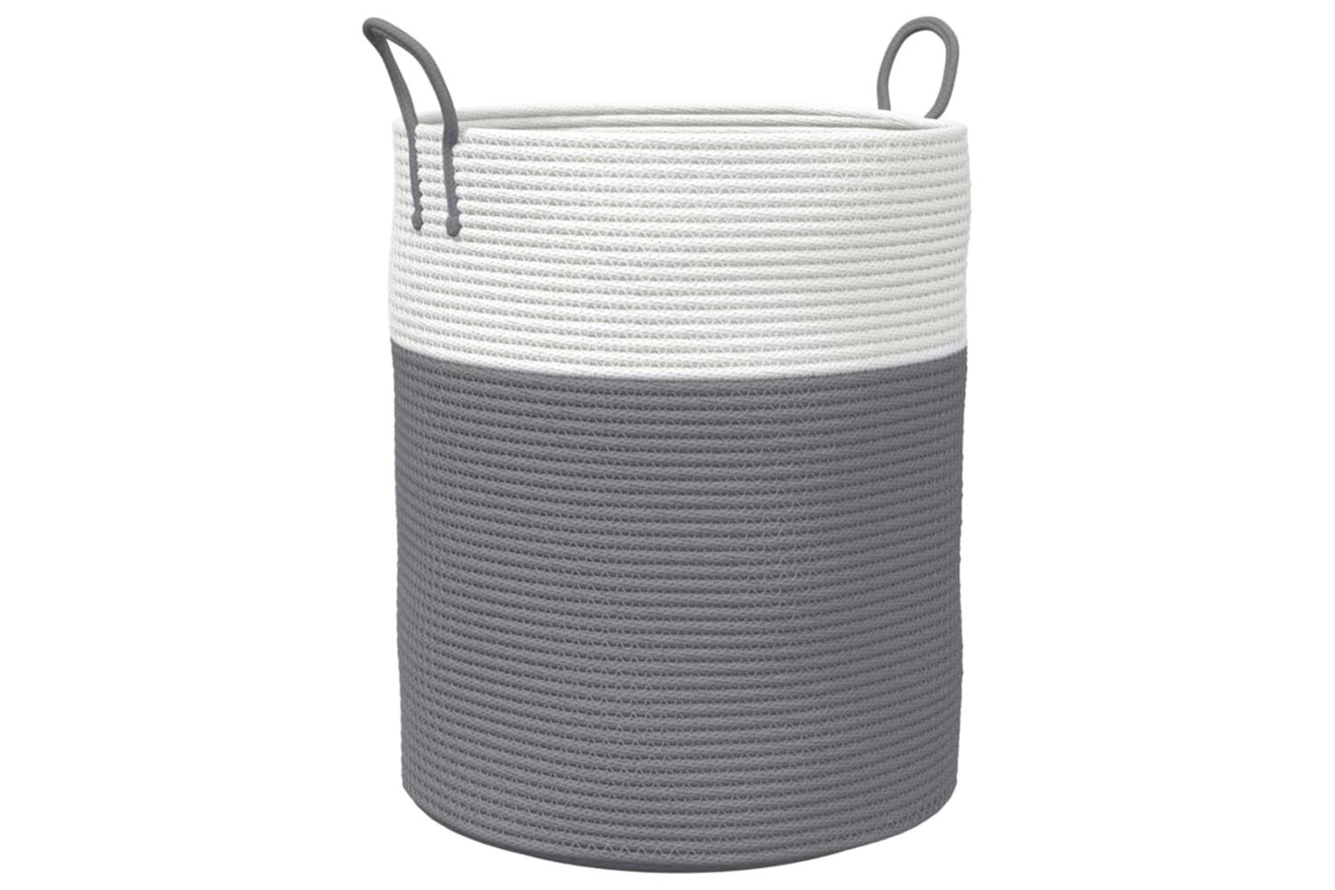 Storage Basket Grey And White 38x46 Cm Cotton
