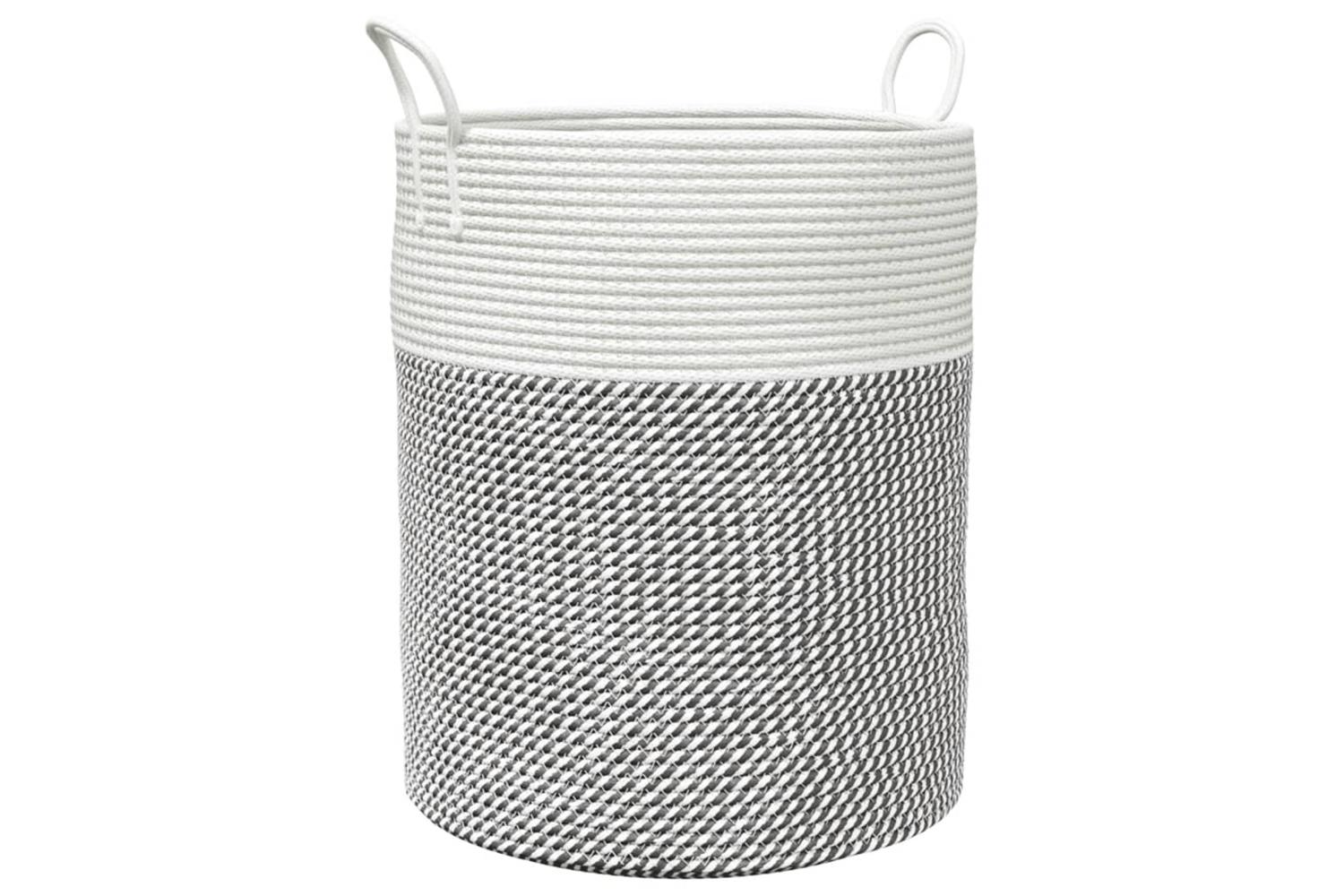 Storage Basket Grey And White 38x46 Cm Cotton