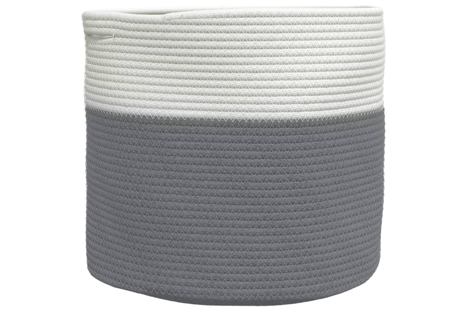 Storage Basket Grey And White 40x35 Cm Cotton