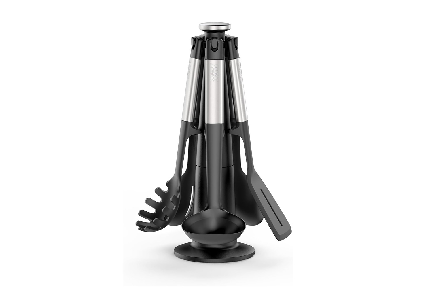 Joseph Joseph | Elevate Carousel 6-Piece Utensil Set with Rotating Stand | Black/Steel