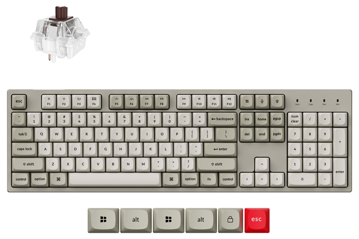 Keychron C2 Pro 8K QMK Wired Custom Mechanical Keyboard |Gray