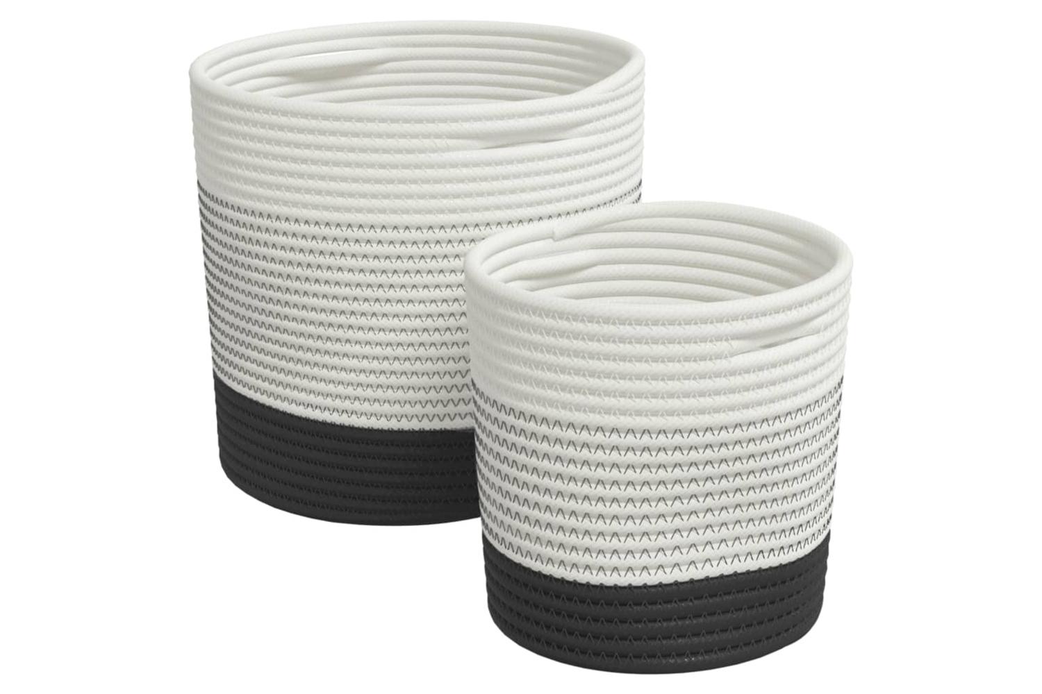 Storage Baskets 2 Pcs White And Black Cotton